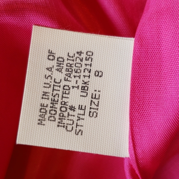 DAVID MEISTER Vintage Ruffle Hem Strapless Linen Dress Fuchsia Pink sz 8 Women's - Picture 7 of 7